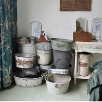 Iron do old flowerpots retro gardening tin storage barrels groceries storage pots garden fleshy pot decoration