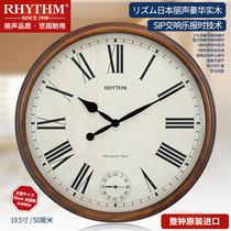 RHYTHM Lam hanging clock living room office European style retro 20 inch luxury solid wood clock CMH721