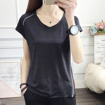 Large size 200 Jin quick clothes short sleeve T-shirt female spring summer gym running exercise elastic breathable thin half-sleeve shirt