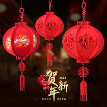 New Year's Day Decorative Lantern New Year's Day Non-woven Fabric Red Round Pendant Spring Festival Gate Fu Zi New Year Palace Lantern Pendant