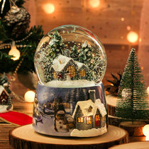 Christmas crystal ball music box snow music box birthday gift snowflake boys and girls sky city