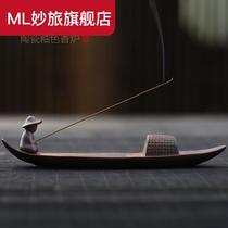 Tibetan incense ceramic aromatherapy stove Chinese ceramic incense home Zen crouching incense sandalwood thread incense burner