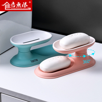 Soap box creative punch-free double-layer large multifunctional soap holder rotatable and drain toilet soap box