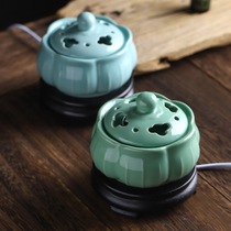 Timed temperature-regulating electric incense burner Lotus ceramic aromatherapy stove Electronic agarwood stove Plug bakelite powder incense pill sawdust