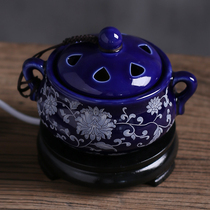 Electric incense burner timing temperature adjustment electronic aromatherapy ceramic sinking sandalwood stove plug-in powder cover aromatherapy lamp essential oil incense