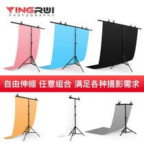 T-type background Board bracket PVC anchor live room decoration Net red photography cloth shelf shooting props ins Wind camera frame shooting products black white wall pendulum paper set light absorption Black