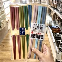 Japan imported NITORI mildew-proof high temperature resin pointed non-slip bamboo octagonal hexagonal alloy chopsticks
