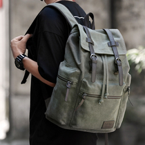 Fit canvas backpack mens backpack mens shoulder bag fashion trend large capacity travel bag College student bag casual mens bag