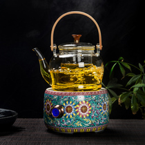 Enamel color ceramic stove tea making set small household kung fu tea set glass boiling teapot steaming teapot teapot tea stove