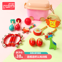 Chasing and listening grasping toys baby sand hammer rattle newborn red ball wooden baby baby sand hammer 0-3 years old