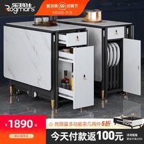 Small apartment folding table solid wood multifunctional storage table home restaurant dining table light luxury dining table and chair combination