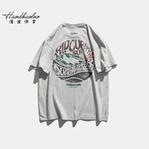 HAODIPAUL Day of the Retro Tide Cards Back Letter Printed Short Sleeve T-shirt Male and female 2022 Summer blouses