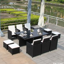 Outdoor table and chairs Courtyard Casual Rattan Chairs Three-Five Pieces Kit Upscale Villa Balcony Rattan-knitted garden accommodating table and chairs