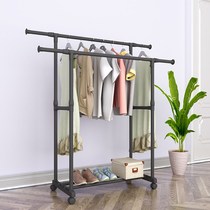 Floor-to-ceiling drying rack hanging clothes hanger clothes rod mobile telescopic lifting multi-function reinforcement Simple drying clothes rack modern