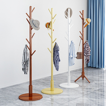 Solid wood coat rack floor bedroom simple hanger Net red hanging clothes hanging bag multifunctional storage shelf