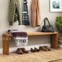 Pure solid wood strip stools Japanese style minimalist wearing shoes modern changing shoes stool Stool Dining benches Dining Room TV Cabinet