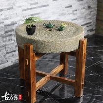 Stone Mill tea tray Tea Sea Old Mill tea table old stone tea tray old stone tea tray tea tray combination stone trough wood frame bracket grinding pieces