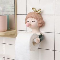 Creative washcloth rack non-perforated cartoon toilet toilet cute wall-mounted storage roll tissue rack