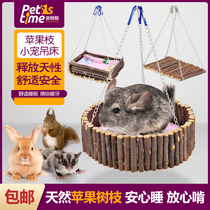 Wooden Nest Hammock Squirrel Nest Dragon Cat Kennel Boat Shaped Swing Flat Bottom Cradle With Chain Pet Supplies Hanging Nest