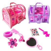 Childrens hair accessories Treasure chest Toy girl Jewelry box with lock headdress Hair ring Gem Princess New Year gift