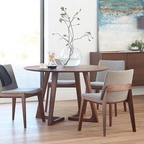 Nordic round table Solid wood dining table Household small apartment dining table and chair combination space-saving living room simple modern dining table