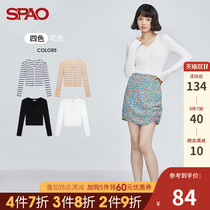 SPAO youthful and lively sweet style slim button long-sleeved T-shirt 2020 autumn and winter women's top SPLAA48S23