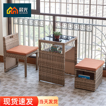 Balcony Fujii Chair Tea Table Three Sets Small Family Style Home Vines RATTAN CHAIR SUIT OUTDOOR LEISURE SMALL TEA TABLE WATERPROOF