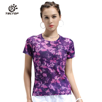 TECTOP spring and summer petal camouflage floral quick-drying T-shirt short hole cloth breathable and comfortable short-sleeved women
