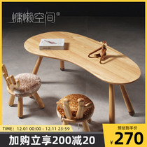 Nordic home childrens learning table kindergarten baby table and chair simple solid wood toy game table writing desk