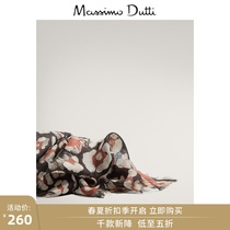 春夏折扣 Massimo Dutti 新款  女士配件 花卉状豹纹羊毛莫代尔围巾 06312751800