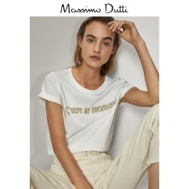Massimo Dutti women's C´EST LE MOMENT printed cotton T-shirt 06814903251