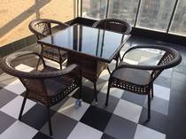 Outdoor courtyard woven rattan table and chair three-five-piece combination outdoor villa balcony small coffee table simple leisure Teng chair