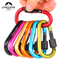 Outdoor multifunctional carabiner adhesive hook quick hanging D type aluminum alloy keychain backpack water bottle buckle male safety buckle