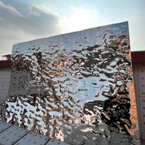 Water corrugated stainless steel plate machined with background wall ceiling ceiling metal mirror embossed wave hanging decoration spot