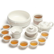 Light luxury creative hollow kung fu tea set living room ceramic tea simple Teapot Tea Cup bubble meeting Office