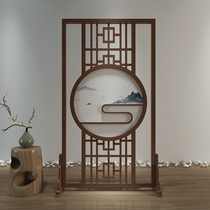 Chinese Zen screen partition Solid wood seat screen Living room tea room Study bedroom semi-permeable household simple entrance screen