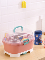 Baby bottle storage box portable baby tableware storage box Drain dustproof drying rack milk powder box
