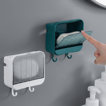 Double-grid household bathroom soap box dormitory wall hanging drain hole-free large table top suction cup soap box wall hanging