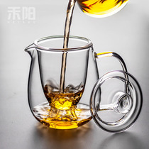 Teapot glass bubble teapot transparent band filter tea leak teapot flower teapot heat-resistant vertical liner cooking tea set