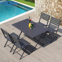 Outdoor table and chair Garden combination Aluminum folding chair Leisure garden Balcony Dining Coffee milk tea shop Portable