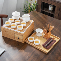 Tea set set Japanese simple tea tray home small convenient storage box integrated tea table light luxury travel tea cup