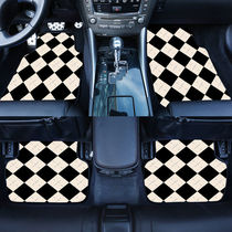 Car Silk ring footbed Chessboard Grid Carpet Easy To Wash Monolithic Fixed Universal Anti-Dirty Protection Cushion On-board Foot Pad