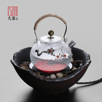 Japanese-style plum hammer heat-resistant glass pot lifting beam pot flower teapot retro electric pottery stove special cooking teapot kettle