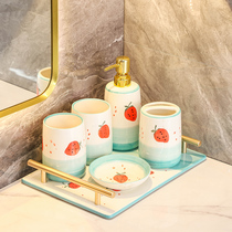 Light luxury bathroom five-piece mouthwash Cup wash set ceramic ins toilet toothbrush cup kit bathroom supplies