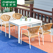 Outdoor Table And Chairs Open-air Villa Garden Patio Courtyard Yang Light Room Outdoor Rattan Chairs Home Casual Cafe Dining Room Table Combinations