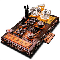 Ebony solid wood tea tray Purple sand Kung Fu tea set household simple carved tea table office automatic integrated
