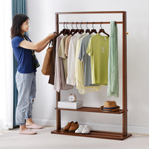 Big house solid wood coat rack floor hanger Bedroom clothes rack Household simple Nordic creative hangers