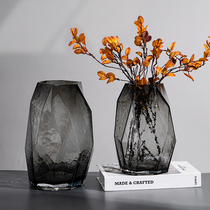 Modern simple Nordic geometric silver ceramic vase model room Light luxury ornaments creative home soft decorations
