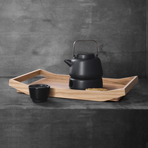 Solid wood tray Nordic light luxury Chinese tea art tea tray living room household Tea Cup wooden fruit plate snack plate