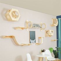 Luxury solid wood cat wall hanging cat nest cat climbing frame wall type jumping platform springboard ladder wooden wall cat furniture